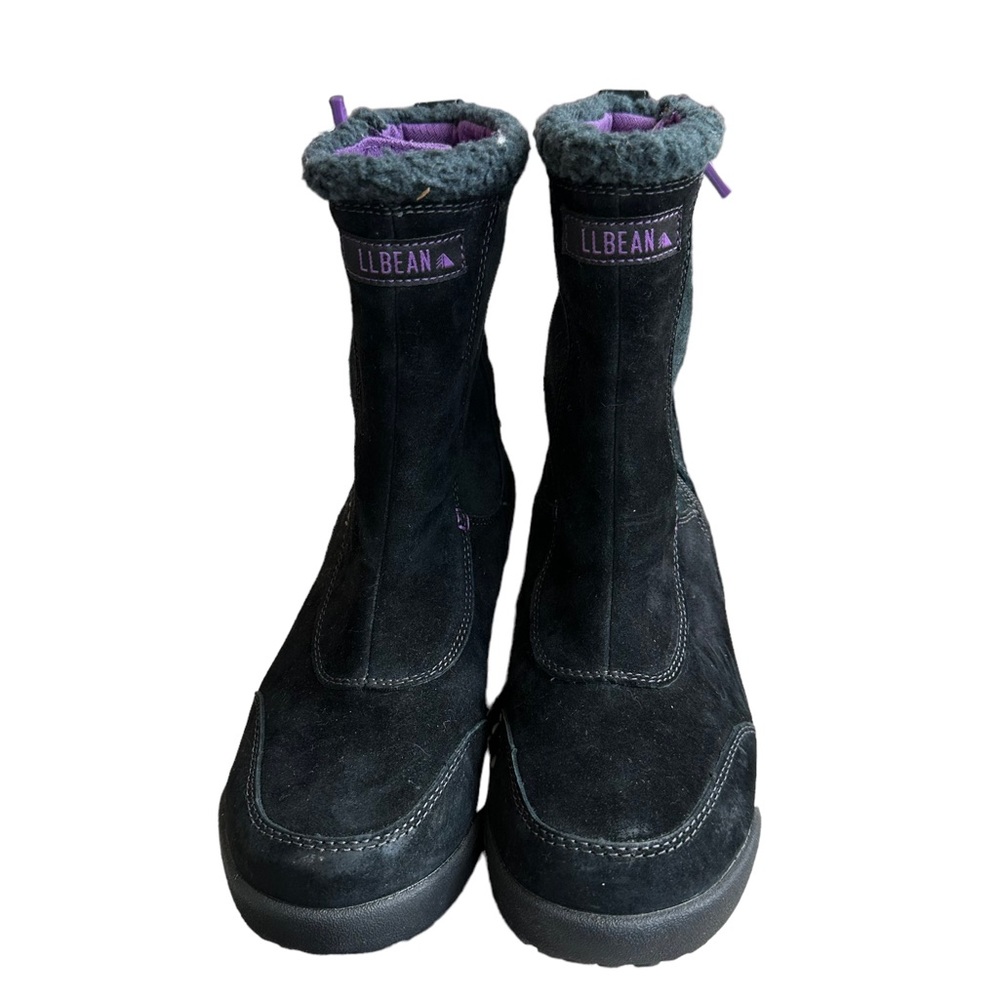 L.L. Bean Womens Black Suede Leather Upper Winter Ankle Winter Boots Size 7